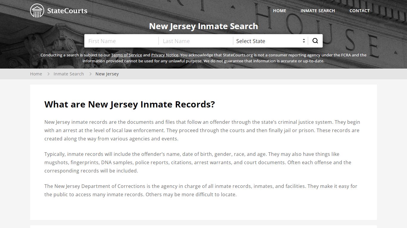 New Jersey Inmate Search, Prison and Jail Information - StateCourts